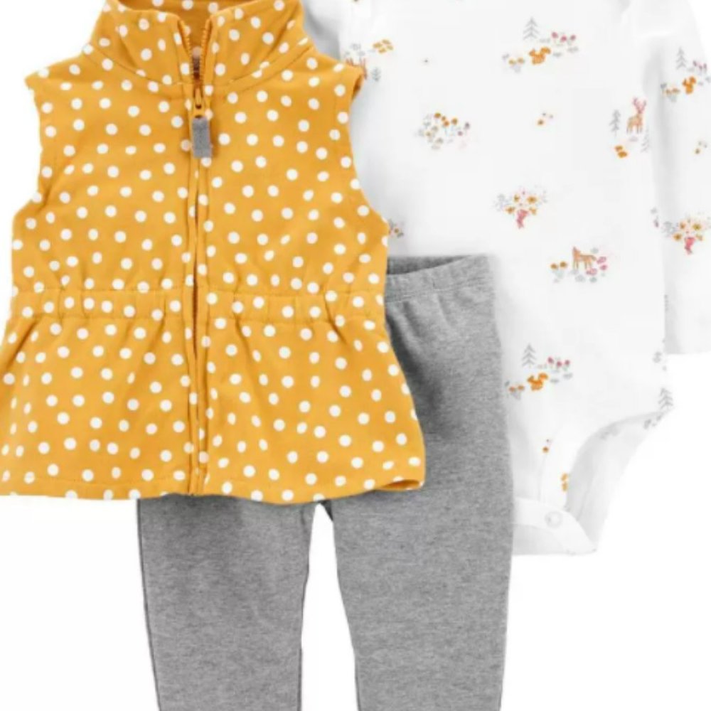 3-Piece Polka Dot Little Vest Set.Size 6 MO